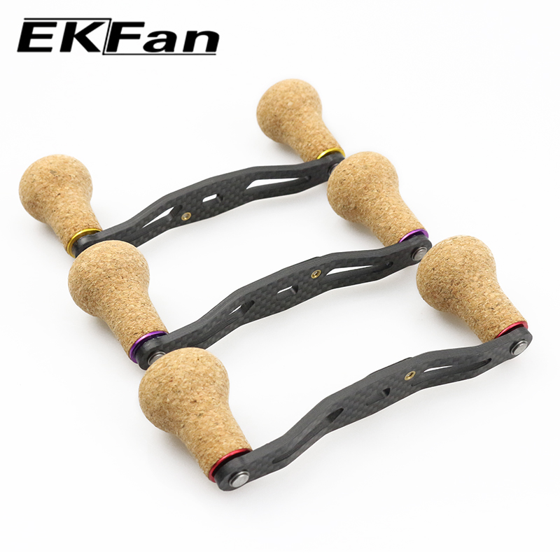 Spincast Reel - EKfan 105mm カーボンファイバー製ベイトキャスティングリールハンドル。A/S/D対応、木製ダブルノブ、左右交換可能、リールハンドルのアップグレード用。