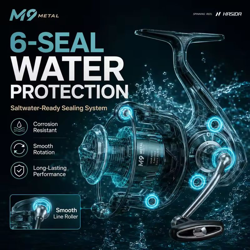 HASIDA M9 スピニングリール。フルメタル製で、海水に - Trolling Reel のレビューと価格