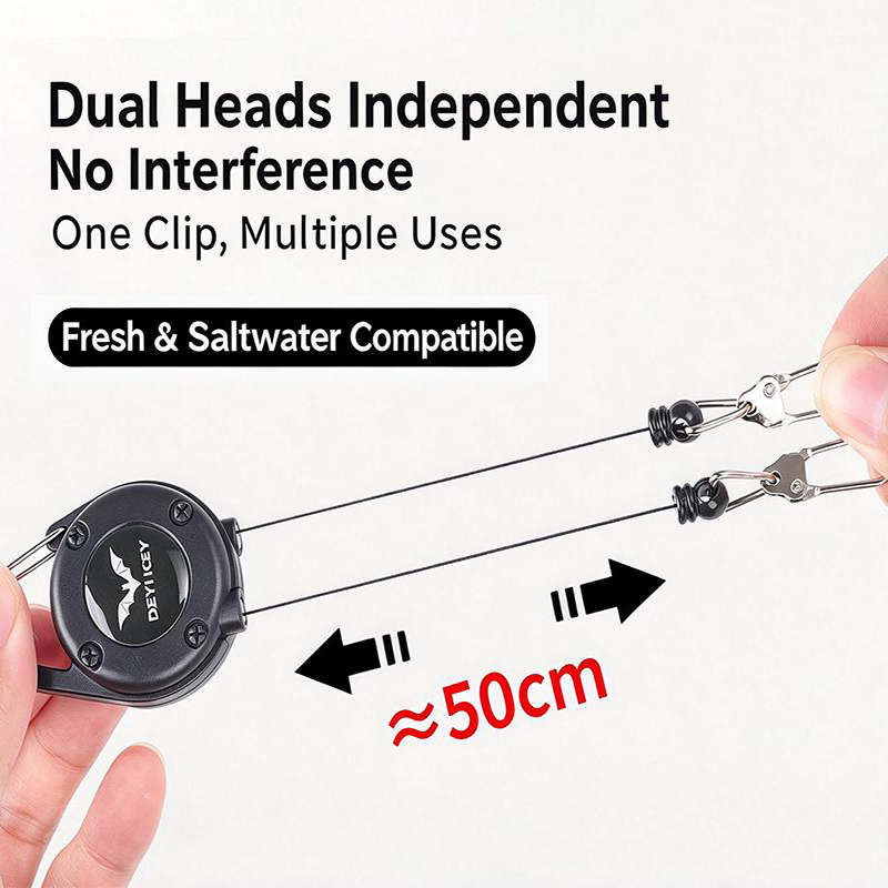 両端にキーホルダーとベルトクリップが付いた、引き込み式のスト - Fly Reel のレビューと価格